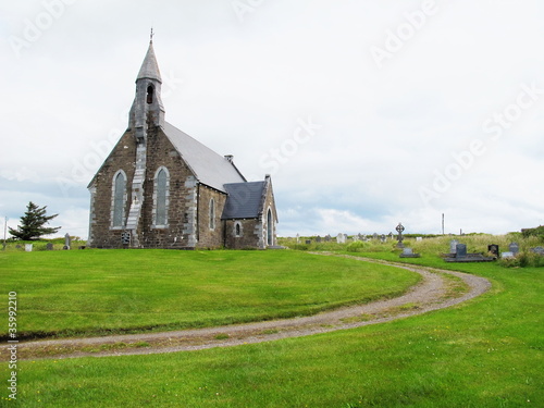 Photo: Church with Bell-Tower on the Hill in Ireland Church with Bell-Tower on the Hill in Ireland