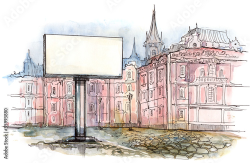 Illustration: city billboard city billboard