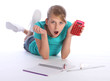 School girl math homework education surprise