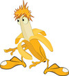 The cheerful boy a banana. Cartoon