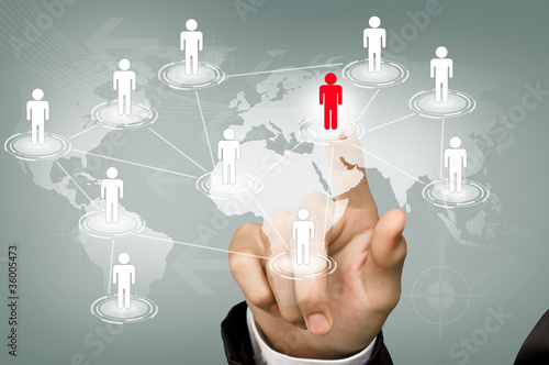 Foto: Hand point red man of Social Network Hand point red man of Social Network