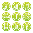 set of 9 green musical tools signs set of 9 green musical tools signs