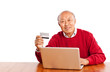 Photo: Senior Asian man shopping online celebrating Christmas Senior Asian man shopping online celebrating Christmas