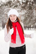 sporty woman runs in winter