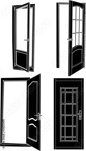Vektor: four black isolated doors four black isolated doors