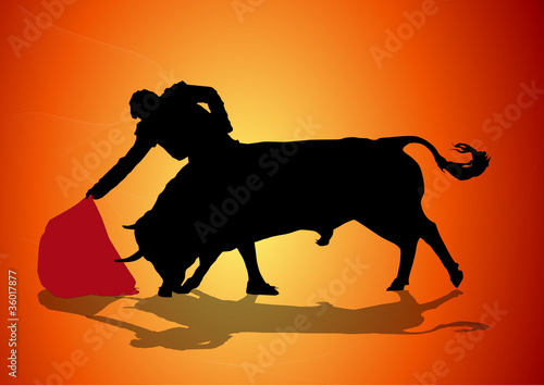Vector: torero y toro torero y toro