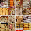 collage with italian sausages and cheese collage with italian sausages and cheese