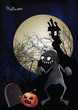 Vector: Halloween zombie in front of haunted house Halloween zombie in front of haunted house