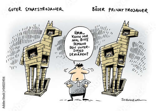 Illustration: Staatstrojaner FDP CSU Staatstrojaner FDP CSU