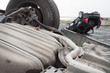 two cars turned upside-down