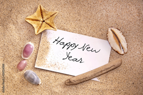 Photo: Happy new year, message from the beach Happy new year, message from the beach