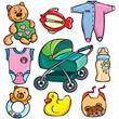 Newborn accessories icons set
