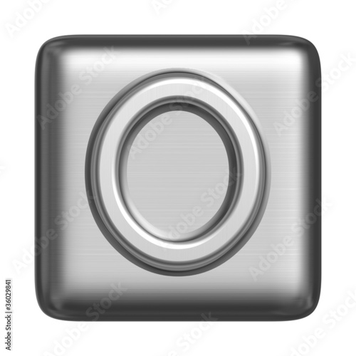Illustration: Metal alphabet in the form of a stamp. Capital letter O Metal alphabet in the form of a stamp. Capital letter O