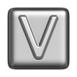 Metal alphabet in the form of a stamp. Capital letter V