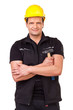 Foto: lächelnder handwerker mit hammer in der hand lächelnder handwerker mit hammer in der hand