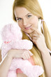 portrait of woman with teddy bear