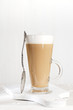 coffee latte with frothy milk in tall glass coffee latte with frothy milk in tall glass