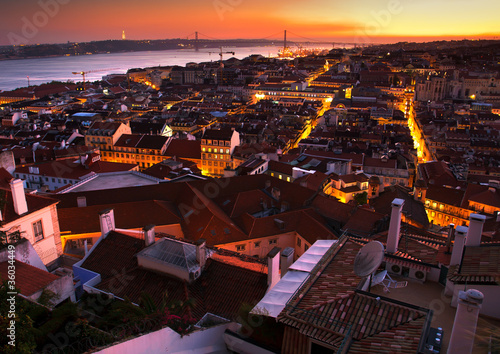 Photo: Night view of central part of Lisbon,Portugal Night view of central part of Lisbon,Portugal