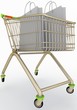 Shopping cart with paper bags