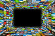 Abstract multimedia background composed of many images with copy