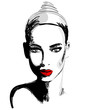 Beautiful hand drawn style elegant woman portrait