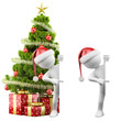 Santa Claus pointing a blank board