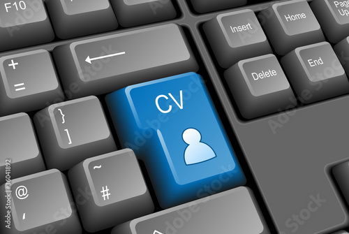 Illustration: "CV" Key (vacancies careers jobs offers search apply now button) "CV" Key (vacancies careers jobs offers search apply now button)