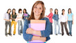 Woman leading a group of students