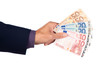hand with euro banknotes