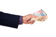 hand with euro banknotes