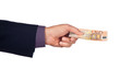 hand with fifty euro banknote