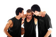 Three basketball players