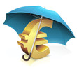 Mettre l'euro en sécurité sous un parapluie bleu