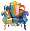 Armchair with abstract colors
