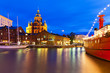 Night view of the Old Town in Helsinki, Finland Night view of the Old Town in Helsinki, Finland