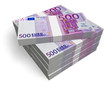 Stacks of 500 Euro banknotes
