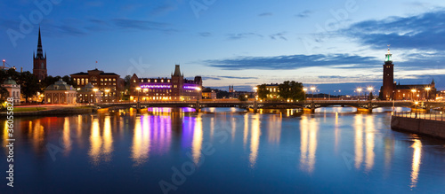 Photo : Evening panorama of the Old Town in Stockholm, Sweden Evening panorama of the Old Town in Stockholm, Sweden
