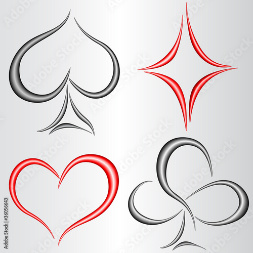 Vector: card suits in 3d card suits in 3d