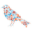 Social media icons set in bird composition Social media icons set in bird composition
