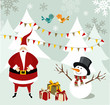 Santa Claus and Snowman Christmas card. Santa Claus and Snowman Christmas card.