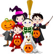 Halloween trick or treating children