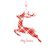 Hanging Reindeer Checked Pattern Red
