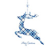 Hanging Reindeer Checked Pattern Blue