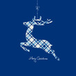 Hanging Reindeer Checked Pattern Blue Background