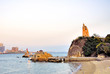 Xiamen Gulang-yu island Koxinga statue at sunset