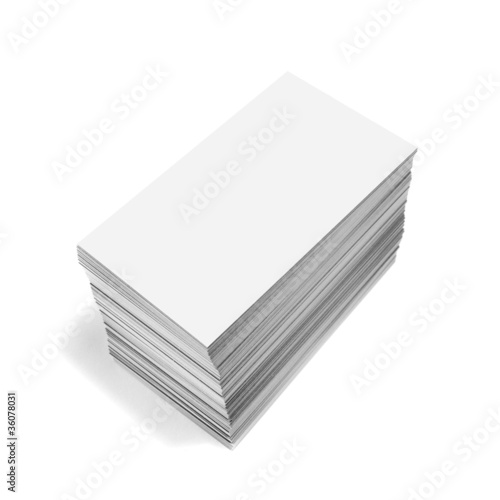 Photo: White business cards isolated on white White business cards isolated on white