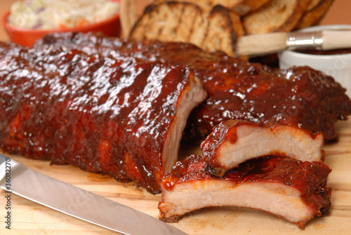 Photo: BBQ Ribs with toasted bread and cole slaw BBQ Ribs with toasted bread and cole slaw