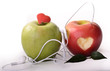 Two apples listen to music