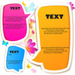 Colorful bubble for speech.  Butterflies background