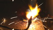 Repair work. The gas torch welds pipes.